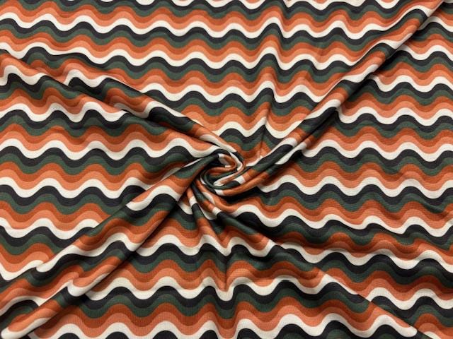 Retro Geometric DBP Print #2017 Double Brushed Polyester Spandex Apparel Stretch Fabric 190 GSM 58"-60" Wide By The Yard
