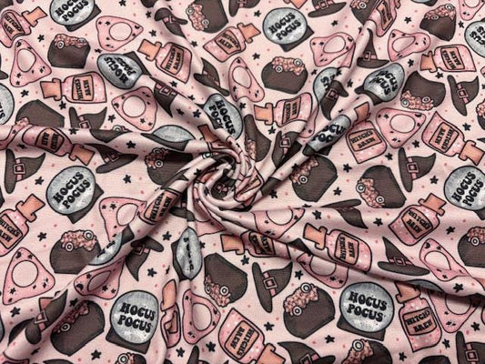 Brittany Frost Designs Hocus Pocus DBP Print #2031 Double Brushed Polyester Spandex Apparel Stretch Fabric 190 GSM 58"-60" Wide By The Yard