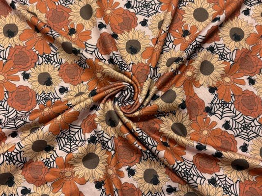 Brittany Frost Designs Sunflower DBP Print #2038 Double Brushed Polyester Spandex Apparel Stretch Fabric 190 GSM 58"-60" Wide By The Yard