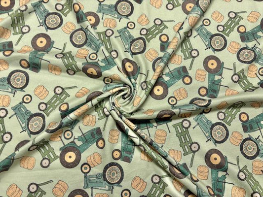 Brittany Frost Designs Tractor DBP Print #2040 Double Brushed Polyester Spandex Apparel Stretch Fabric 190 GSM 58"-60" Wide By The Yard