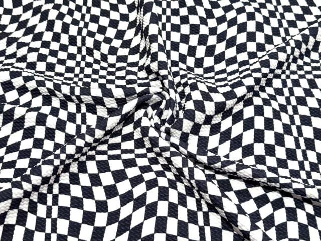 Psychedelic Checkerboard Bullet Print #1091 Ribbed Scuba Techno Double Knit 2-Way Stretch Poly Spandex Apparel Craft Fabric 58"-60" Wide BTY