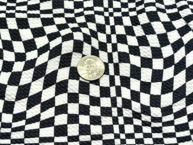 Psychedelic Checkerboard Bullet Print #1091 Ribbed Scuba Techno Double Knit 2-Way Stretch Poly Spandex Apparel Craft Fabric 58"-60" Wide BTY