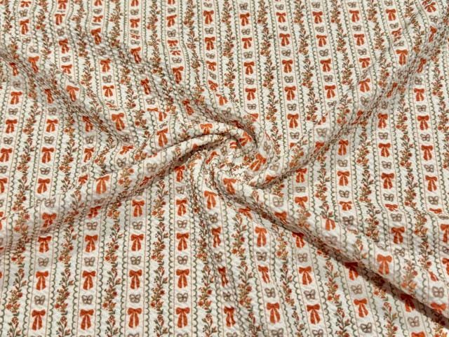 Fall Bows Bullet Print #1092 Ribbed Scuba Techno Double Knit 2-Way Stretch Poly Spandex Apparel Craft Fabric 58"-60" Wide BTY