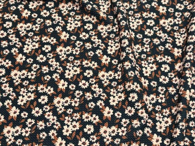 Floral Bullet Print #2007 Ribbed Scuba Techno Double Knit 2-Way Stretch Poly Spandex Apparel Craft Fabric 58"-60" Wide BTY