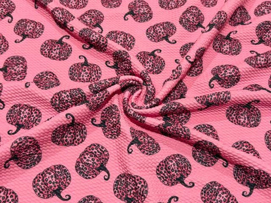 Pink Pumpkin Bullet Print #2014 Ribbed Scuba Techno Double Knit 2-Way Stretch Poly Spandex Apparel Craft Fabric 58"-60" Wide BTY