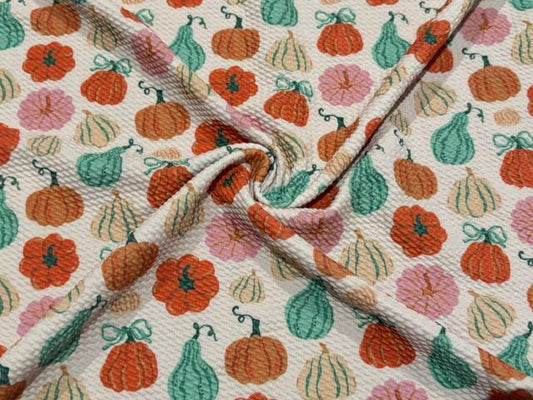Pumpkin Bullet Print #2015 Ribbed Scuba Techno Double Knit 2-Way Stretch Poly Spandex Apparel Craft Fabric 58"-60" Wide BTY