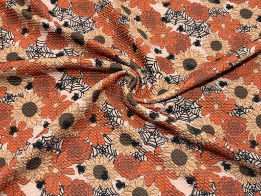 Brittany Frost Designs Spooky Floral Bullet Print #2037 Ribbed Scuba Double Knit Stretch Poly Spandex Apparel Craft Fabric 58"-60" Wide BTY