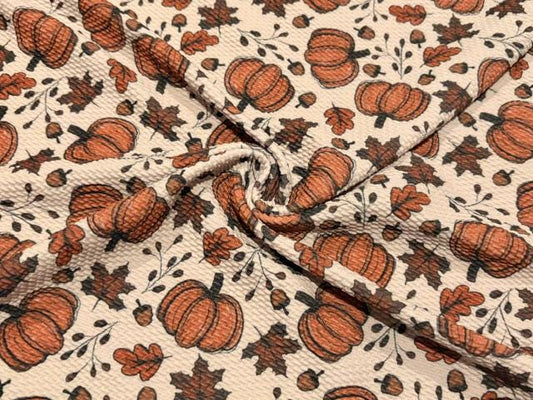 Brittany Frost Designs Pumpkin Fall Bullet Print #2040 Ribbed Scuba Double Knit Stretch Poly Spandex Apparel Craft Fabric 58"-60" Wide BTY