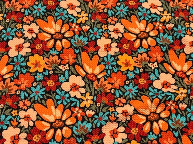 Fall Floral Bullet Print #2004 Ribbed Scuba Techno Double Knit 2-Way Stretch Poly Spandex Apparel Craft Fabric 58"-60" Wide BTY