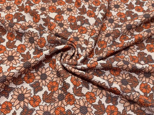 Brittany Frost Designs Fall Floral Bullet Print #2036 Ribbed Scuba Double Knit Stretch Poly Spandex Apparel Craft Fabric 58"-60" Wide BTY