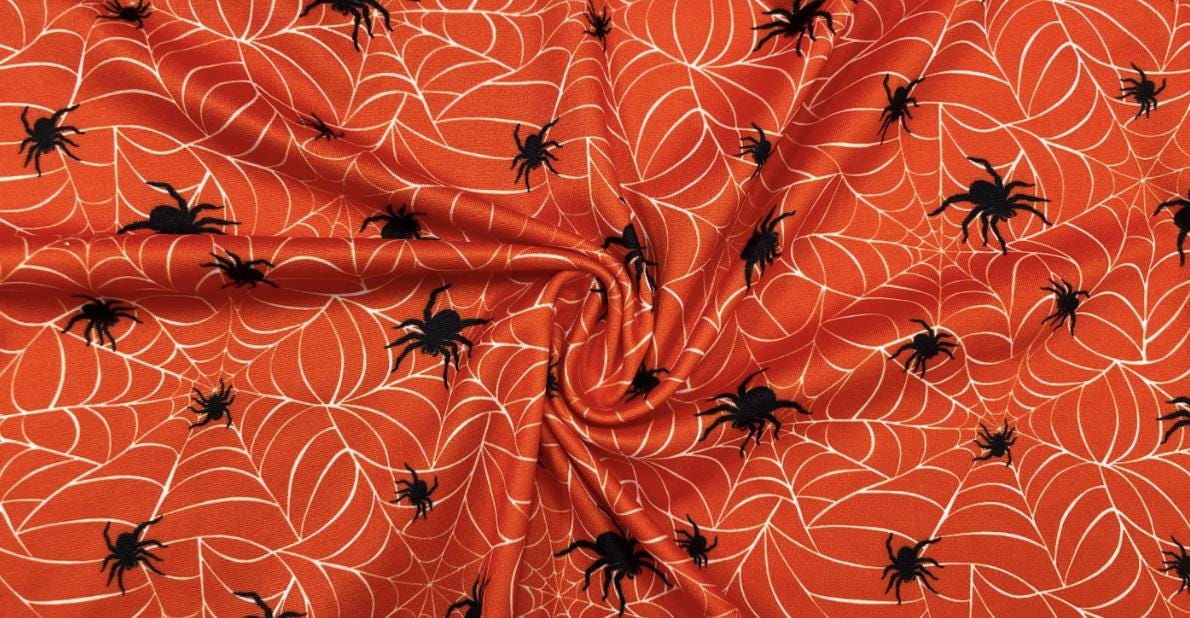 Swimwear Fabric Spider Cobweb Activewear Print #336 Polyester Spandex Stretch By The Yard