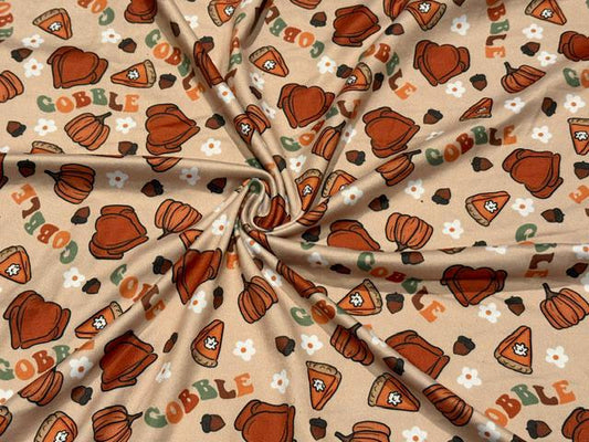 Brittany Frost Designs Gobble DBP Print #2047 Double Brushed Polyester Spandex Apparel Stretch Fabric 190 GSM 58"-60" Wide By The Yard