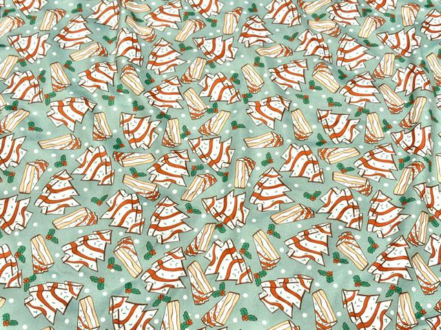 Brittany Frost Designs Xmas Cake DBP Print #2048 Double Brushed Polyester Spandex Apparel Stretch Fabric 190 GSM 58"-60" Wide By The Yard