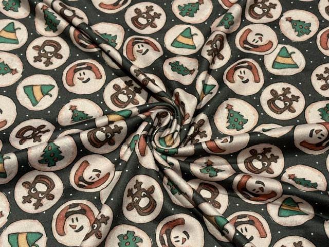 Brittany Frost Designs Xmas Cookie DBP Print #2049 Double Brushed Polyester Spandex Apparel Stretch Fabric 190 GSM 58"-60" Wide By The Yard