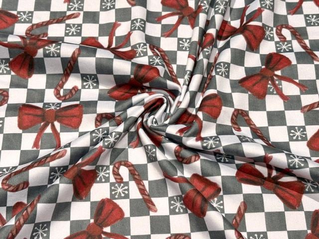 Brittany Frost Designs Xmas Check DBP Print #2051 Double Brushed Polyester Spandex Apparel Stretch Fabric 190 GSM 58"-60" Wide By The Yard