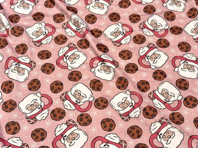 Brittany Frost Designs Santa Mug DBP Print #2052 Double Brushed Polyester Spandex Apparel Stretch Fabric 190 GSM 58"-60" Wide By The Yard