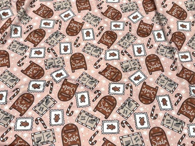 Brittany Frost Designs Letters Xmas DBP Print #2058 Double Brushed Polyester Spandex Apparel Stretch Fabric 190 GSM 58"-60" Wide By The Yard