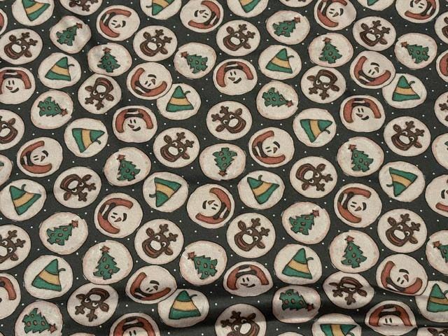 250 GSM DBP Brittany Frost Designs Xmas Cookies Print #2049 Double Brushed Polyester Spandex Apparel Stretch Fabric 58"-60" Wide By The Yard