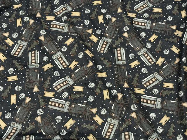 250 GSM DBP Brittany Frost Designs Xmas Trains Print #2061 Double Brushed Polyester Spandex Apparel Stretch Fabric 58"-60" Wide By The Yard