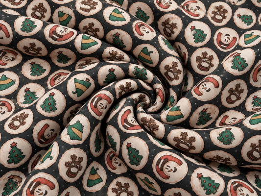 Brittany Frost Designs Xmas Cookies Super Scuba Techno Print #2049 Double Knit Stretch Fabric Poly Spandex Fabric 58"-60" Wide By The Yard