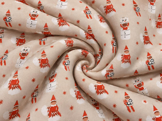 Brittany Frost Designs Xmas Elf Super Scuba Techno Print #2050 Double Knit Stretch Fabric Poly Spandex Fabric 58"-60" Wide By The Yard