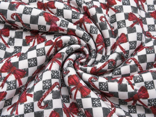 Brittany Frost Designs Xmas Check Super Scuba Techno Print #2051 Double Knit Stretch Fabric Poly Spandex Fabric 58"-60" Wide By The Yard