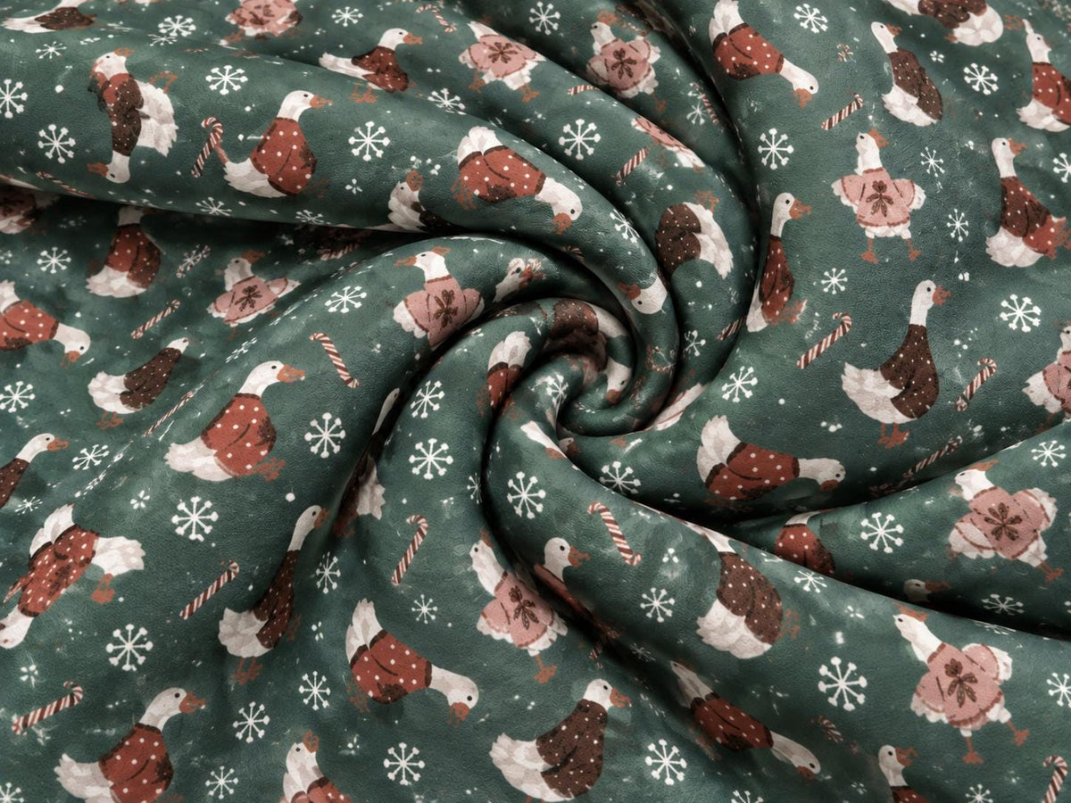 Brittany Frost Designs Xmas Geese Super Scuba Techno Print #2054 Double Knit Stretch Fabric Poly Spandex Fabric 58"-60" Wide By The Yard