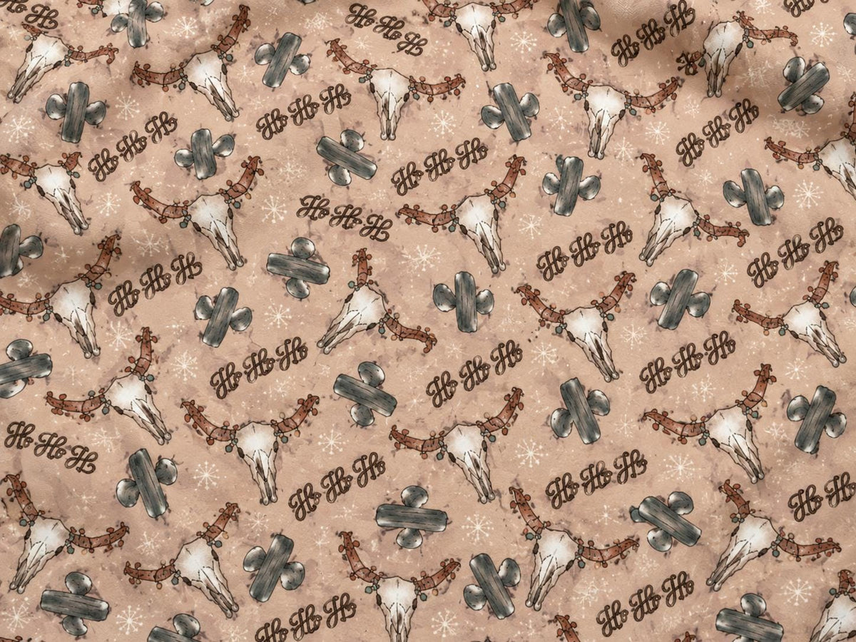 Brittany Frost Designs Western Xmas Super Scuba Techno Print #2056 Double Knit Stretch Fabric Poly Spandex Fabric 58"-60" Wide By The Yard