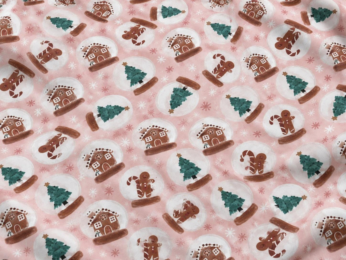 Brittany Frost Designs Xmas Snowglobe Super Scuba Techno Print #2057 Double Knit Stretch Fabric Poly Spandex Fabric 58"-60" Wide By The Yard