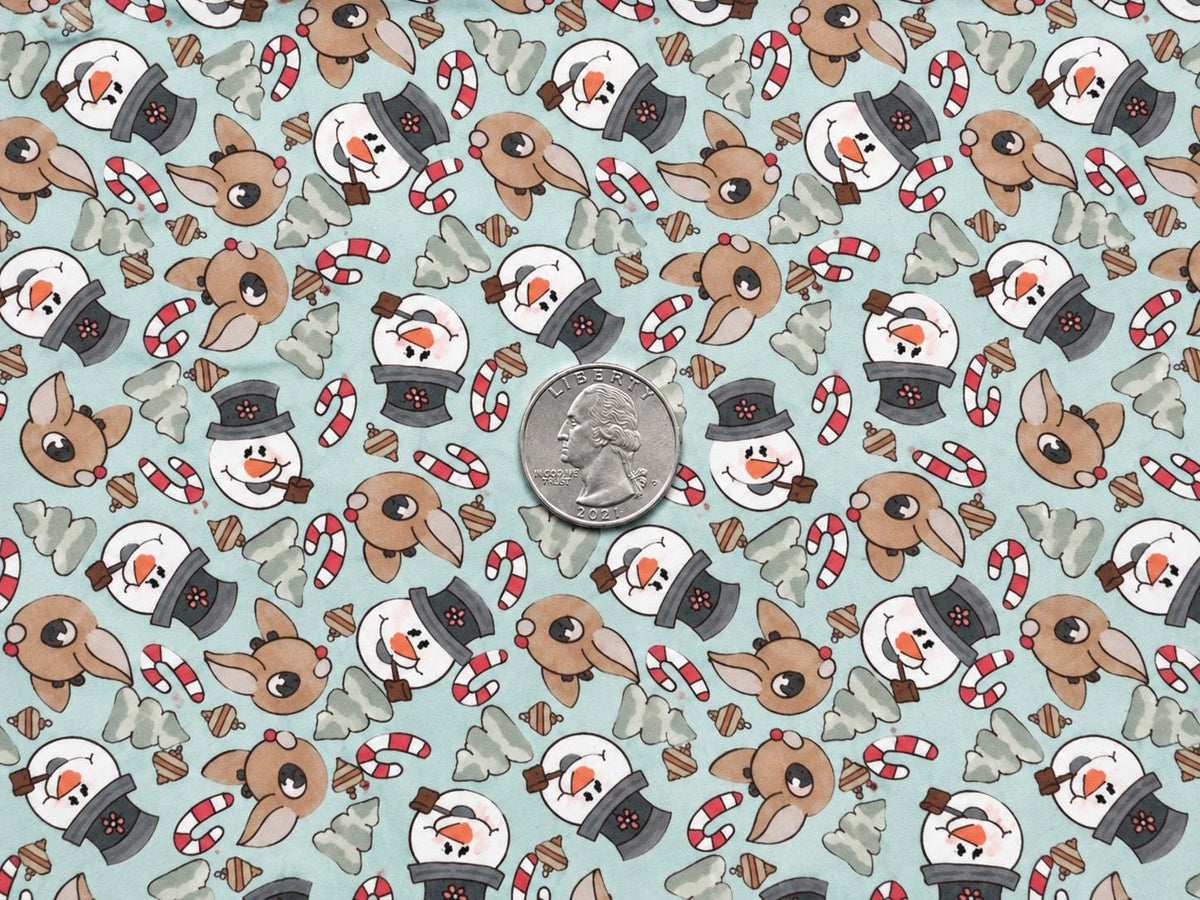 Brittany Frost Designs Snowman Super Scuba Techno Print #2060 Double Knit Stretch Fabric Poly Spandex Fabric 58"-60" Wide By The Yard