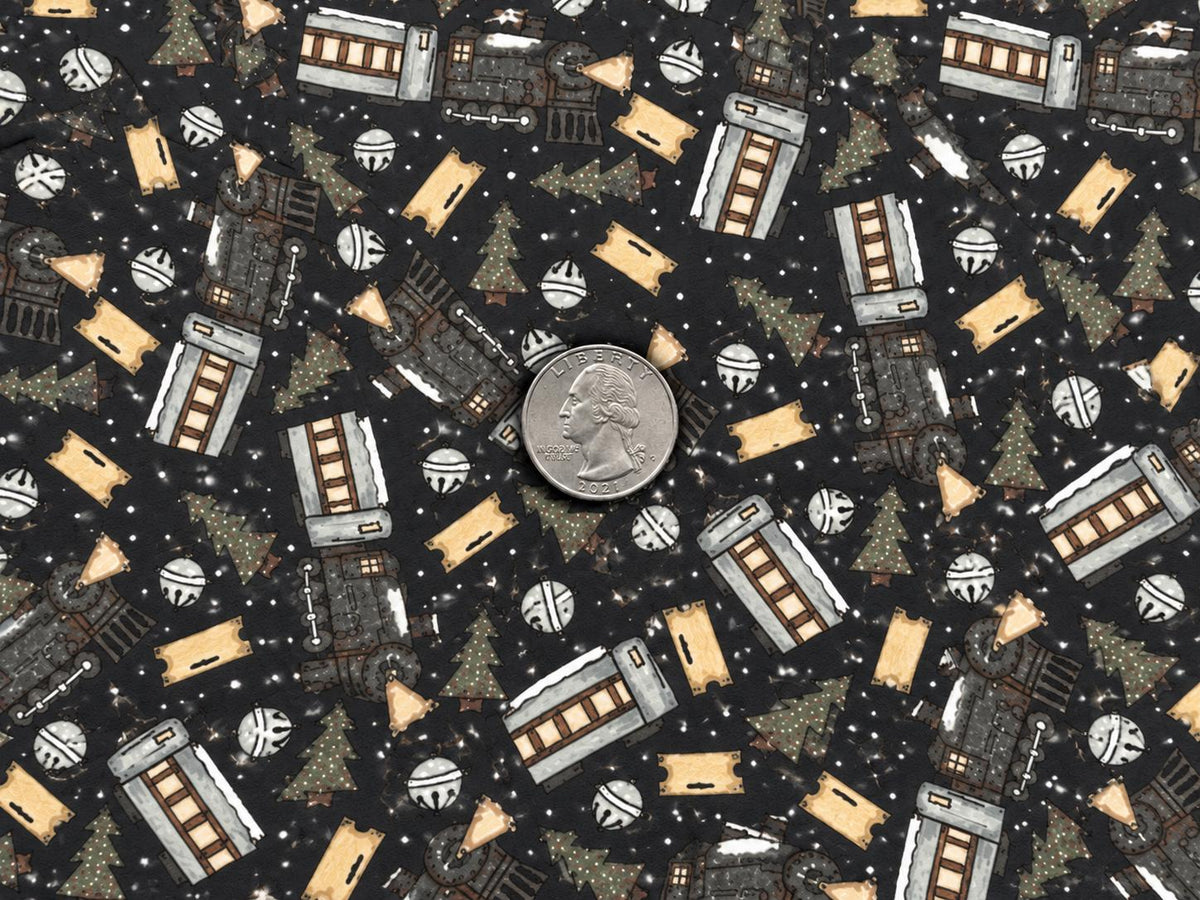 Brittany Frost Designs Xmas Trains Super Scuba Techno Print #2061 Double Knit Stretch Fabric Poly Spandex Fabric 58"-60" Wide By The Yard