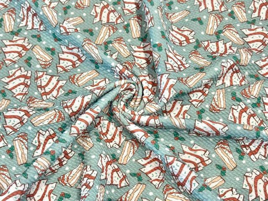 Brittany Frost Designs Xmas Cake Bullet Print #2048 Ribbed Scuba Double Knit Stretch Poly Spandex Apparel Craft Fabric 58"-60" Wide BTY