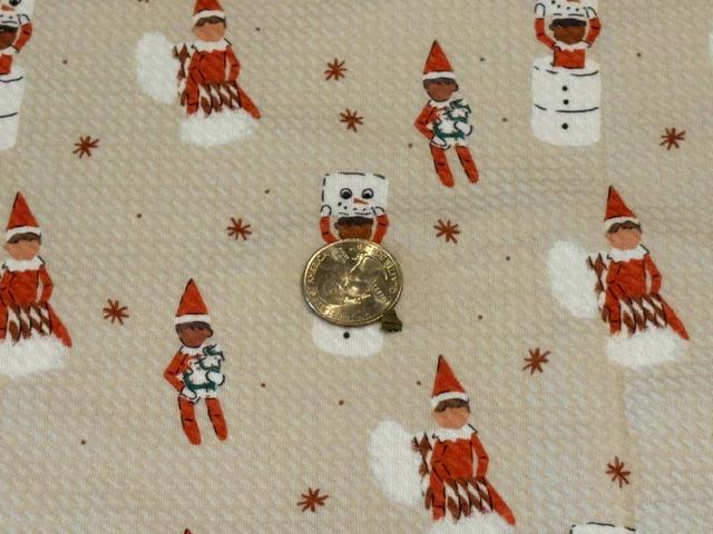 Brittany Frost Designs Xmas Elf Bullet Print #2050 Ribbed Scuba Double Knit Stretch Poly Spandex Apparel Craft Fabric 58"-60" Wide BTY