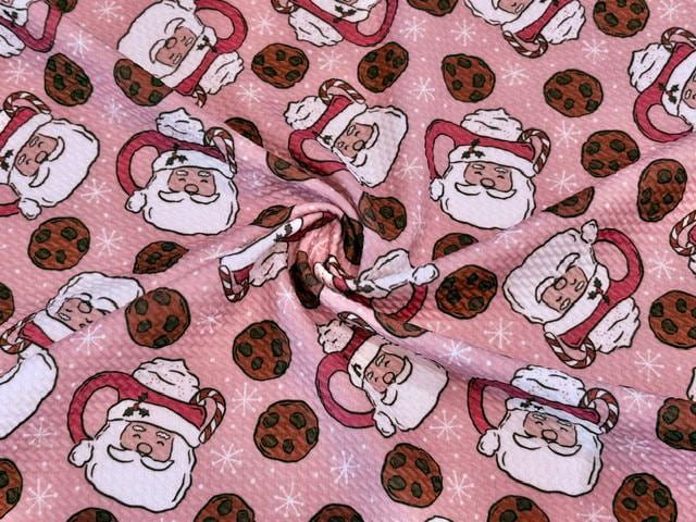 Brittany Frost Designs Santa Mug Bullet Print #2052 Ribbed Scuba Double Knit Stretch Poly Spandex Apparel Craft Fabric 58"-60" Wide BTY