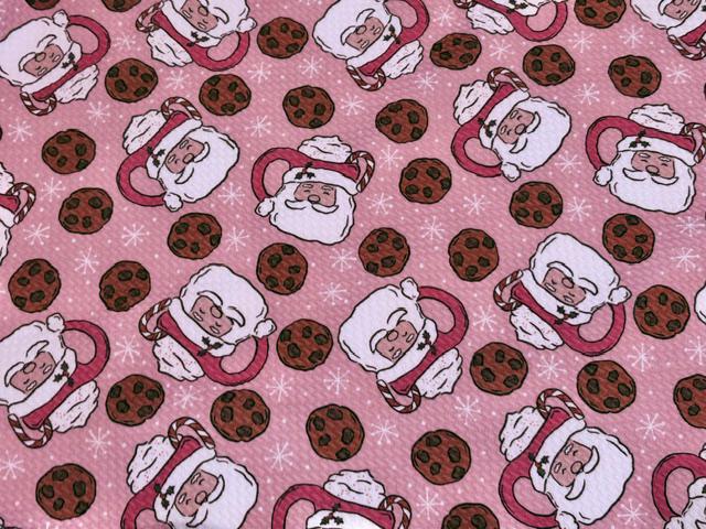 Brittany Frost Designs Santa Mug Bullet Print #2052 Ribbed Scuba Double Knit Stretch Poly Spandex Apparel Craft Fabric 58"-60" Wide BTY