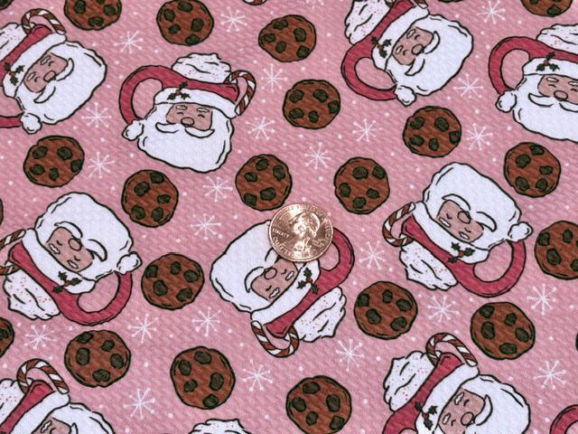 Brittany Frost Designs Santa Mug Bullet Print #2052 Ribbed Scuba Double Knit Stretch Poly Spandex Apparel Craft Fabric 58"-60" Wide BTY