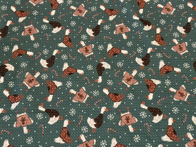 Brittany Frost Designs Xmas Geese Bullet Print #2054 Ribbed Scuba Double Knit Stretch Poly Spandex Apparel Craft Fabric 58"-60" Wide BTY