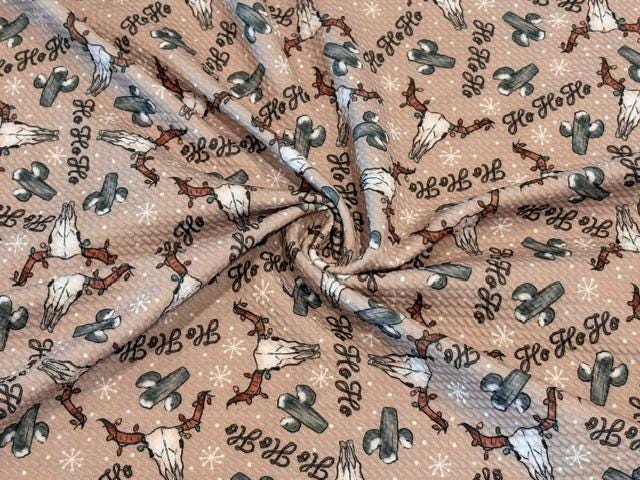 Brittany Frost Designs Xmas Western Bullet Print #2056 Ribbed Scuba Double Knit Stretch Poly Spandex Apparel Craft Fabric 58"-60" Wide BTY