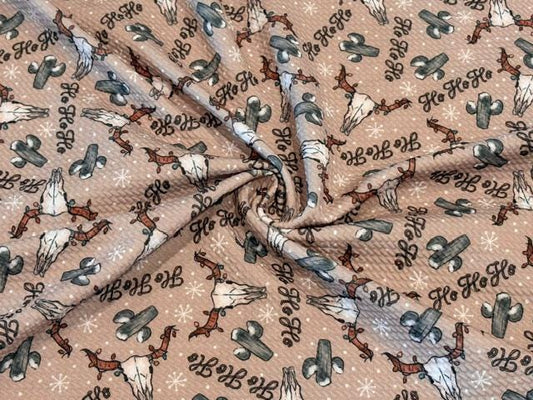 Brittany Frost Designs Xmas Western Bullet Print #2056 Ribbed Scuba Double Knit Stretch Poly Spandex Apparel Craft Fabric 58"-60" Wide BTY