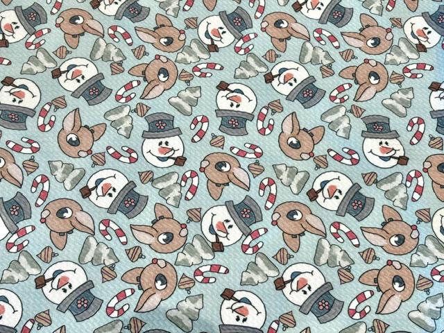 Brittany Frost Designs Snowman Bullet Print #2060 Ribbed Scuba Double Knit Stretch Poly Spandex Apparel Craft Fabric 58"-60" Wide BTY