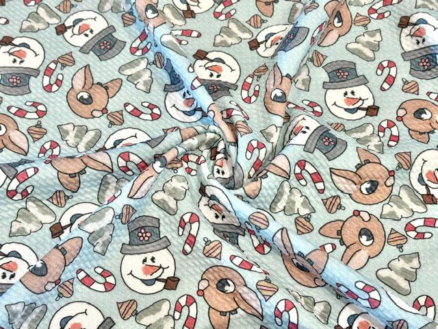 Brittany Frost Designs Snowman Bullet Print #2060 Ribbed Scuba Double Knit Stretch Poly Spandex Apparel Craft Fabric 58"-60" Wide BTY