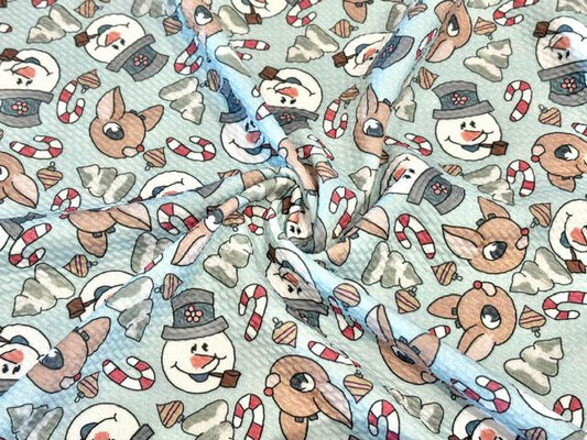 Brittany Frost Designs Snowman Bullet Print #2060 Ribbed Scuba Double Knit Stretch Poly Spandex Apparel Craft Fabric 58"-60" Wide BTY