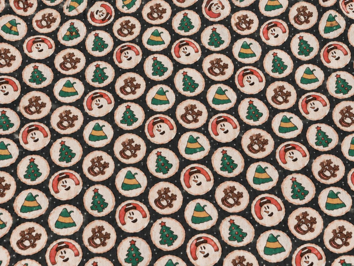 4x2 Rib Knit Brittany Frost Designs Christmas Cookies DBP Print #2049 Spandex Stretch 190GSM Fabric 58"-60" Wide By The Yard