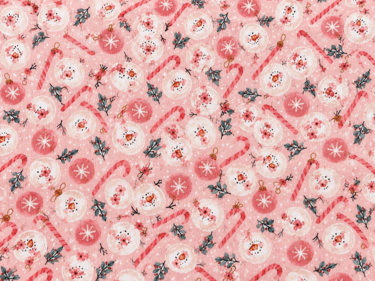 4x2 Rib Knit Brittany Frost Designs Christmas Ornament DBP Print #2053 Spandex Stretch 190GSM Fabric 58"-60" Wide By The Yard