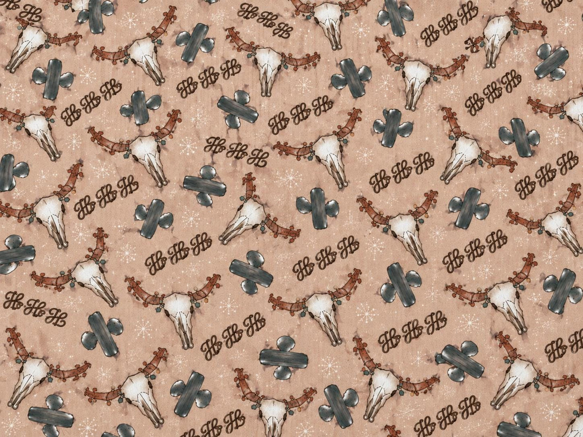 4x2 Rib Knit Brittany Frost Designs Western Christmas DBP Print #2056 Spandex Stretch 190GSM Fabric 58"-60" Wide By The Yard
