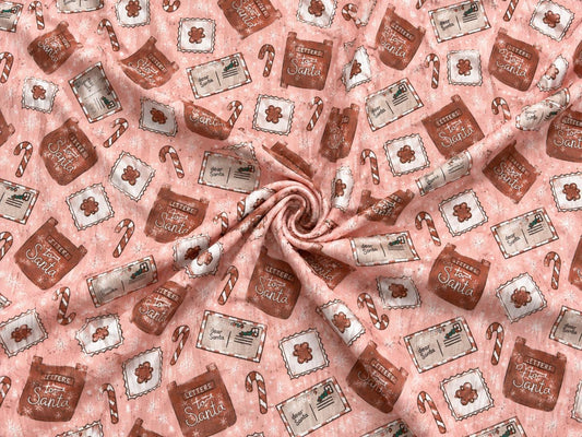 4x2 Rib Knit Brittany Frost Designs Santa's Letters DBP Print #2058 Spandex Stretch 190GSM Fabric 58"-60" Wide By The Yard