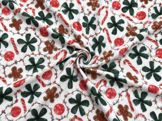 4x2 Rib Knit Brittany Frost Designs Christmas DBP Print #2059 Spandex Stretch 190GSM Fabric 58"-60" Wide By The Yard