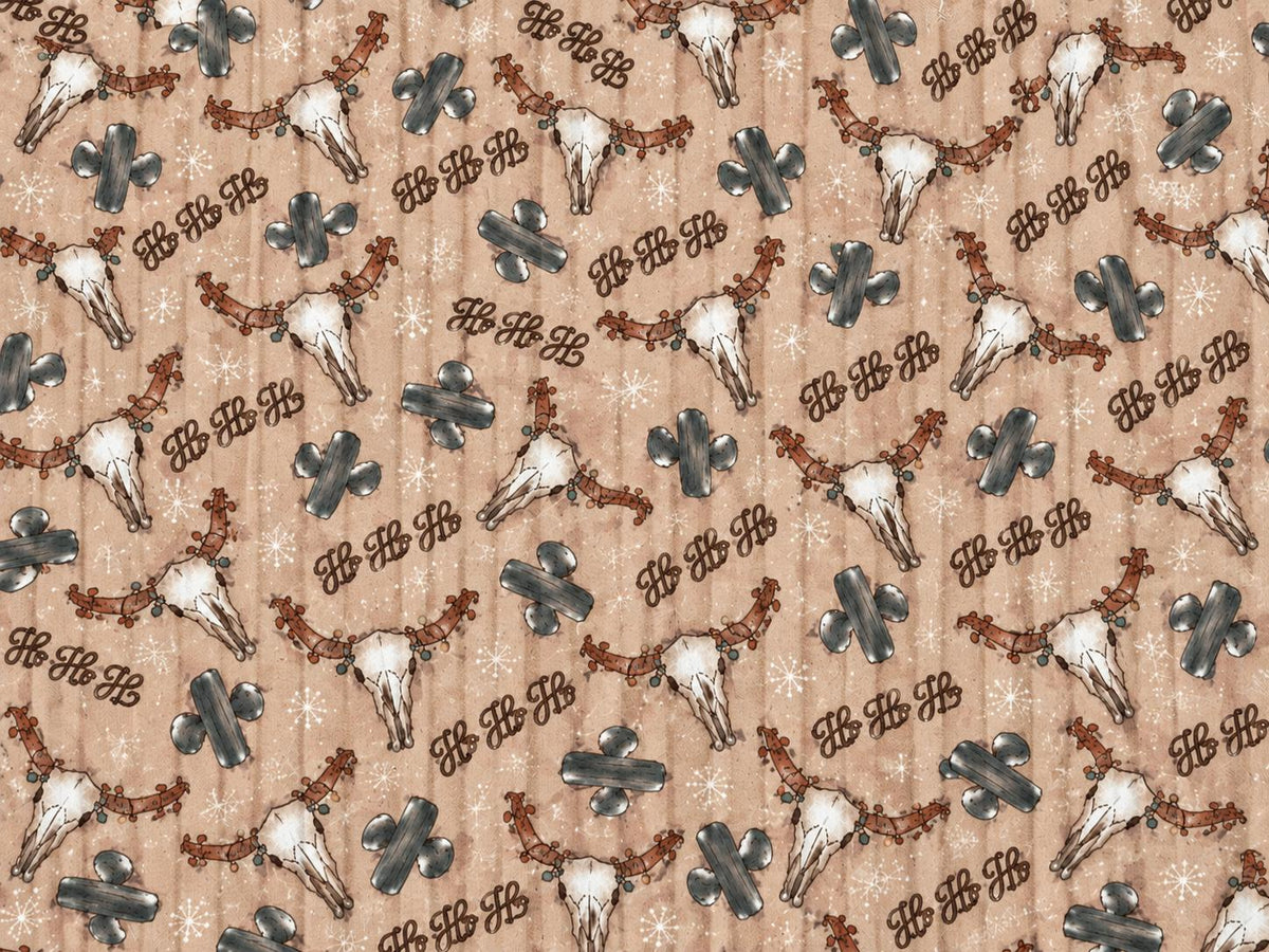 8x3 Rib Brittany Frost Designs Western Christmas DBP Knit Print #2056 Poly Spandex Stretch 190GSM Apparel Fabric 58"-60" Wide By The Yard