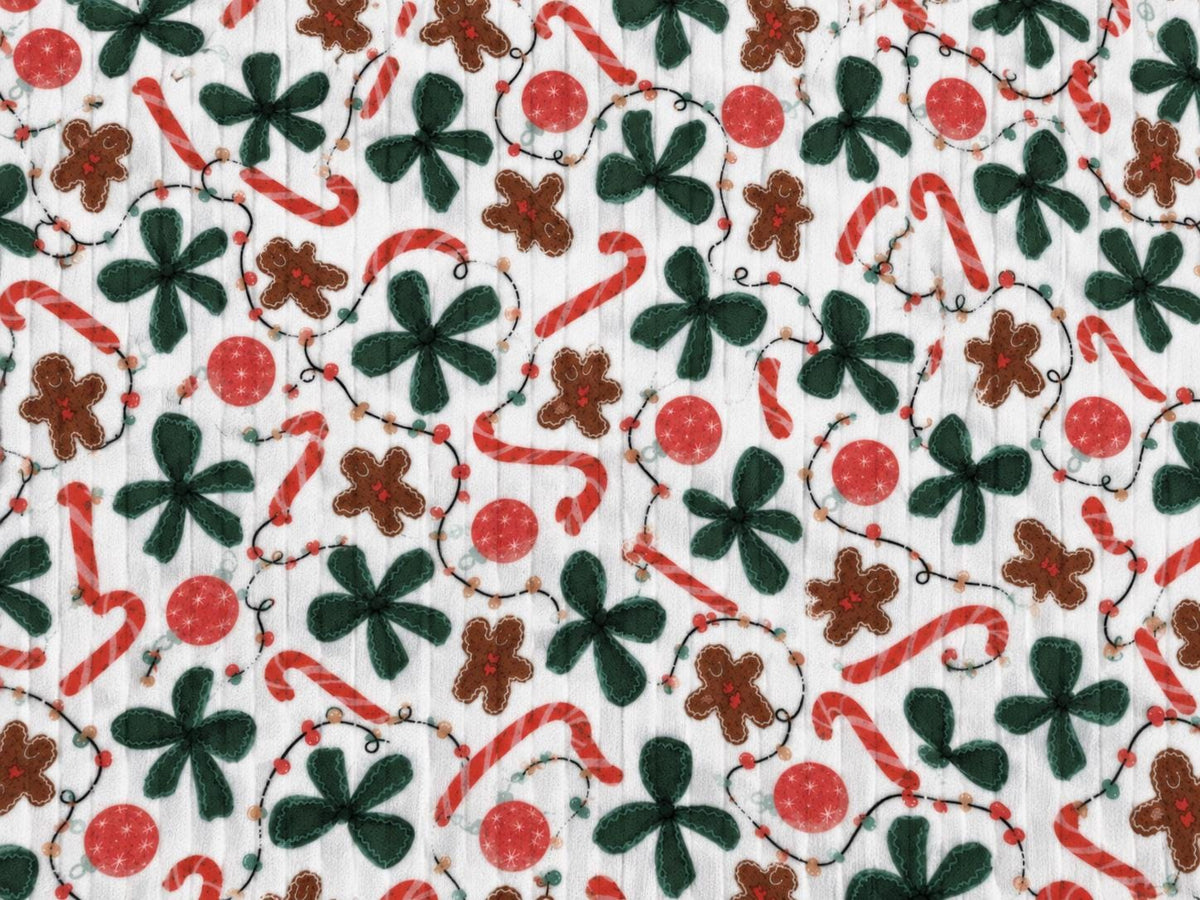 8x3 Rib Brittany Frost Designs Christmas DBP Knit Print #2059 Poly Spandex Stretch 190GSM Apparel Fabric 58"-60" Wide By The Yard