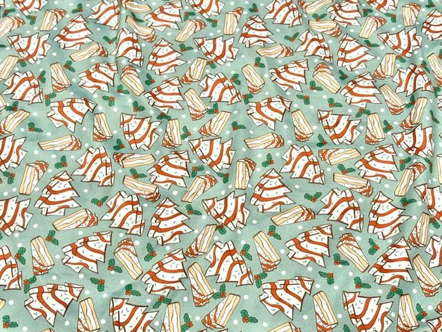 250 GSM DBP Brittany Frost Designs Xmas Cake Print #2048 Double Brushed Polyester Spandex Apparel Stretch Fabric 58"-60" Wide By The Yard